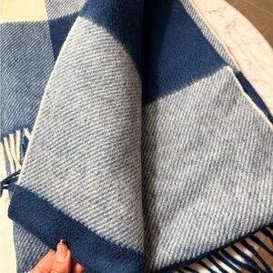 Coach Blue and Cream Fringe Scarf